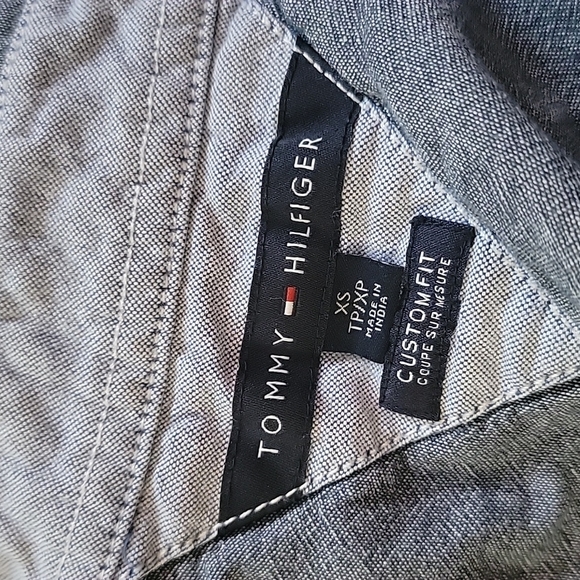 Tommy Hilfiger Custom Fit Button Down X Small Cotton Blue - Picture 3 of 4